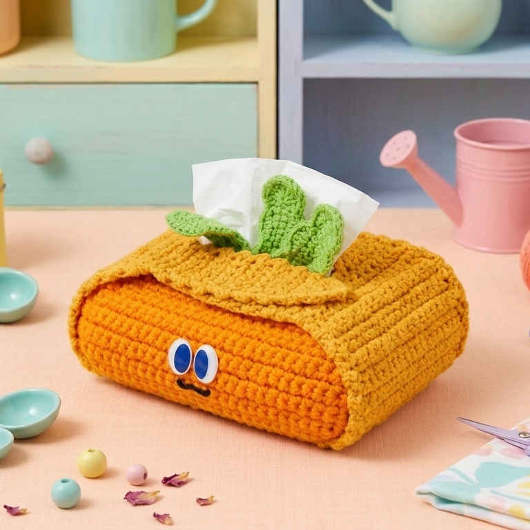 MR. CARROT TISSUE HOLDER CROCHET PATTERN